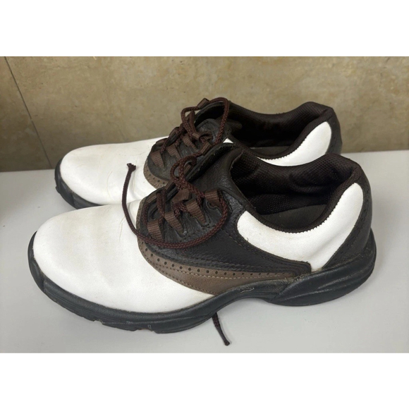 FootJoy GreenJoys Golf Shoes Men's White Brown Size 8.5 Med 45402 Leather - Picture 1 of 7